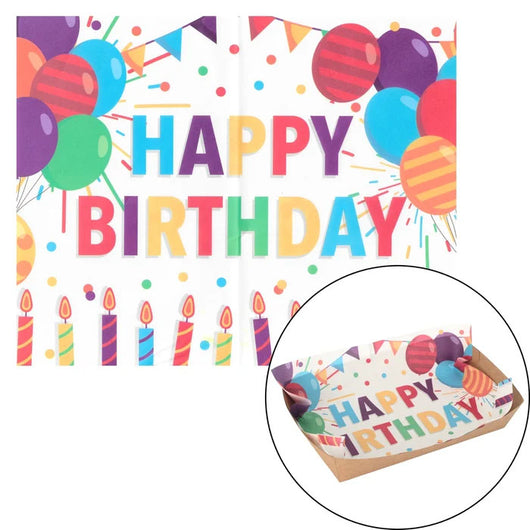 Happy Birthday Greaseproof Paper Tray Liners – 8 Pack