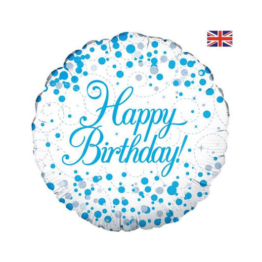 Sparkling Fizz Blue Holographic Birthday Balloon – 45cm