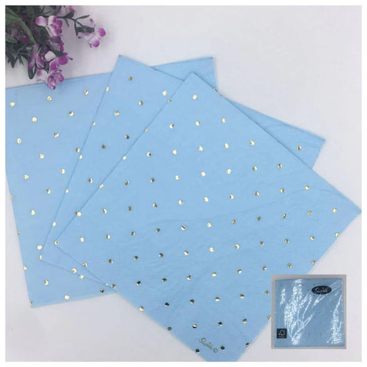 Pale Blue/Gold Dot Lunch Napkin
