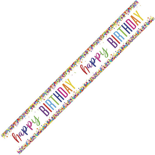 Happy Birthday Bright Confetti Foil Banner – 2.74m (9ft)