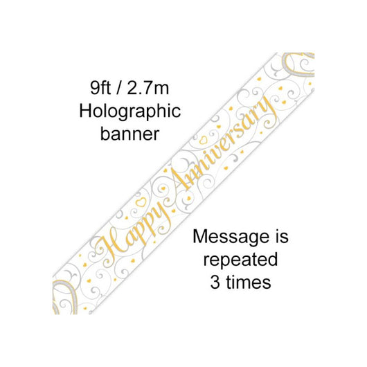 Happy Anniversary Linked Hearts Banner – 2.7m