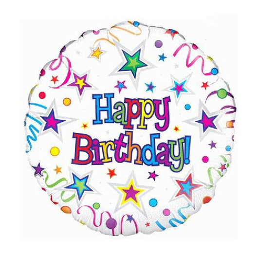 Ribbons and Stars Happy Birthday Foil Balloon – 45cm