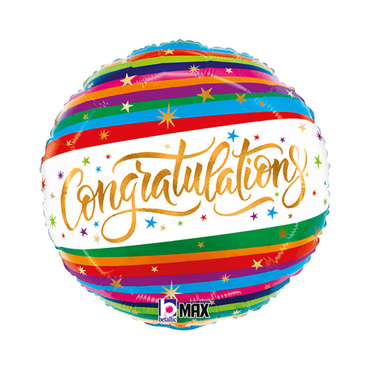 Rainbow Congratulations Striped Balloon 18