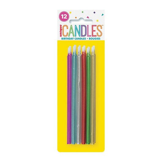 Metallic Slim Candles 12pk