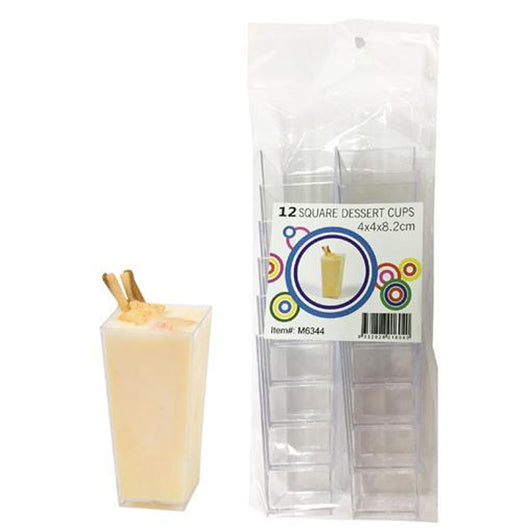 Square Dessert Cups 12 Pack | 4x4x8.2cm
