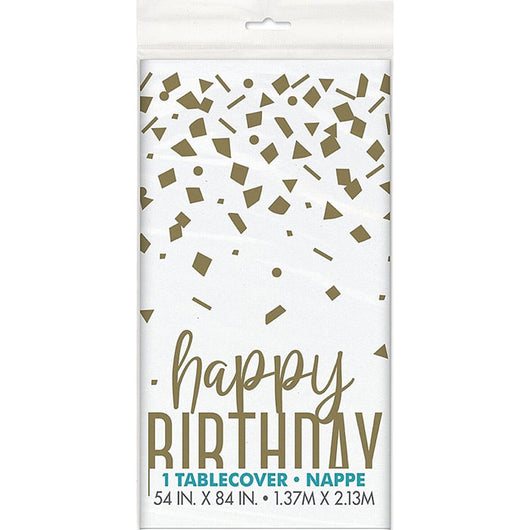 Confetti Gold Birthday Table cover | White & Gold