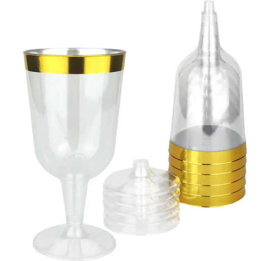 Gold Trim Wine Glasses | 12 Pack