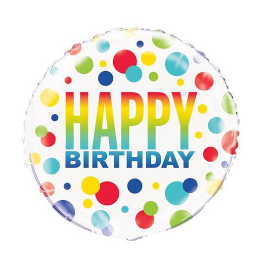 Rainbow Dots Happy Birthday Foil Balloon