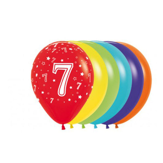Helium Inflated 30cm Latex Balloons | Single Numbers | 7