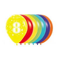 Helium Inflated 30cm Latex Balloons | Single Numbers | 8