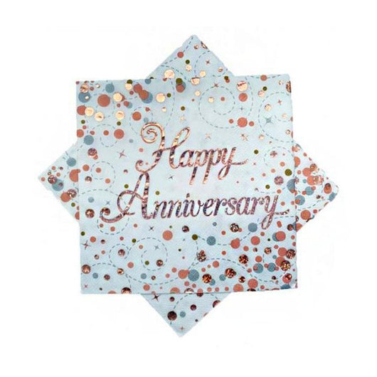 Sparkling Fizz Anniversary Napkins | Rose Gold & White
