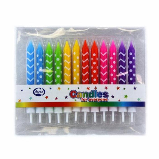 Mixed Dotted Striped Candles