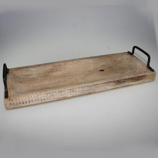 Timber Tray with Metal Handles