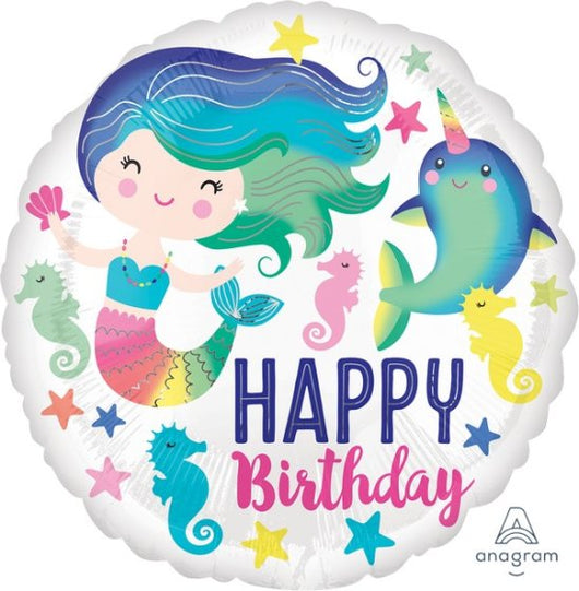 45cm Standard Balloon HX Colourful Ocean Fun Happy Birthday