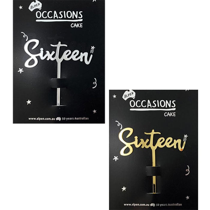 Cake Topper Acrylic | Sixteen
