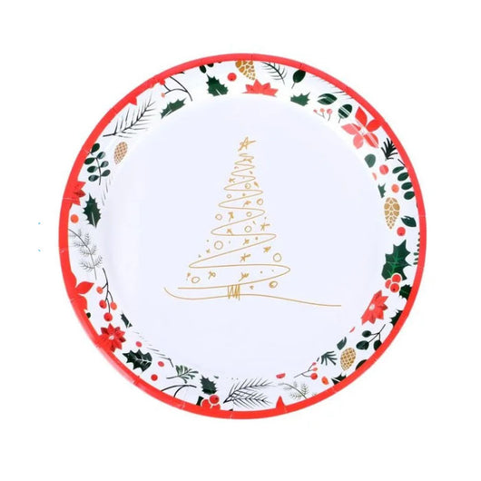 Small Round Christmas Paper Plates – 30 Pack (17cm)