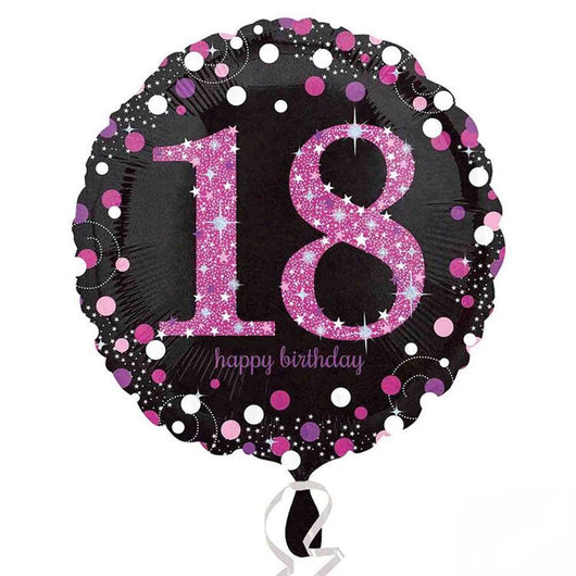 18th Pink Sparkle Balloon 18'