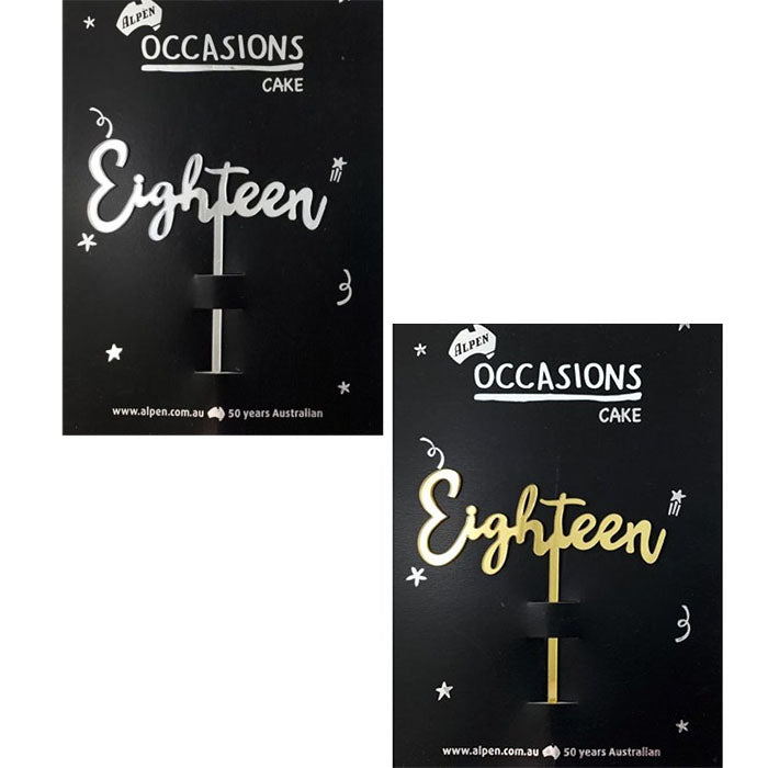 Cake Topper Acrylic | Eighteen