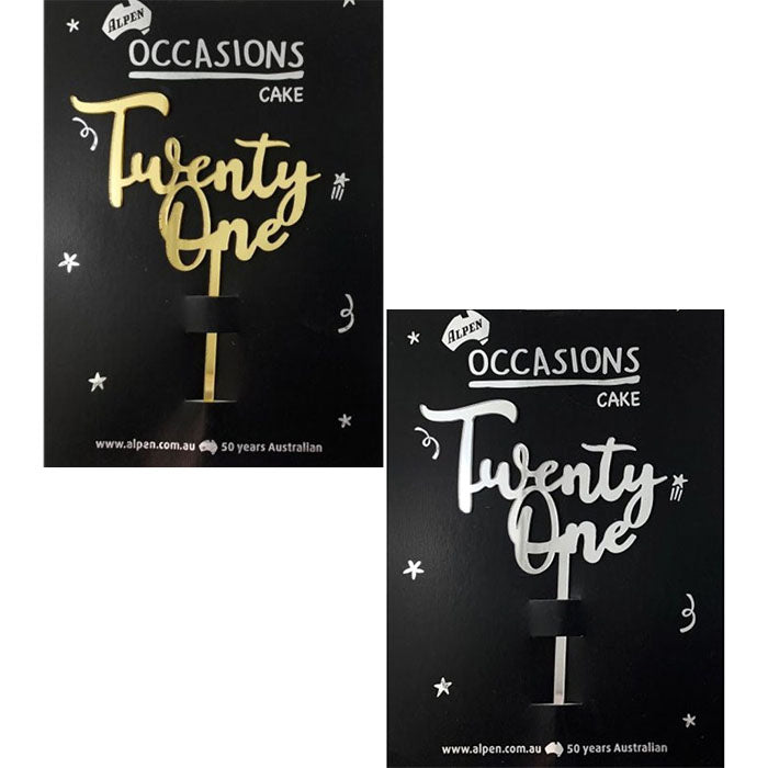 Cake Topper Acrylic | Twenty One