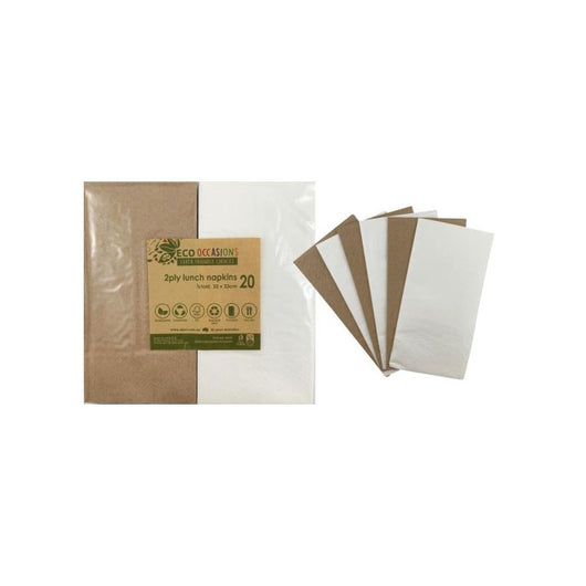 Lunch Napkin Eco | 20pk | Kraft & White