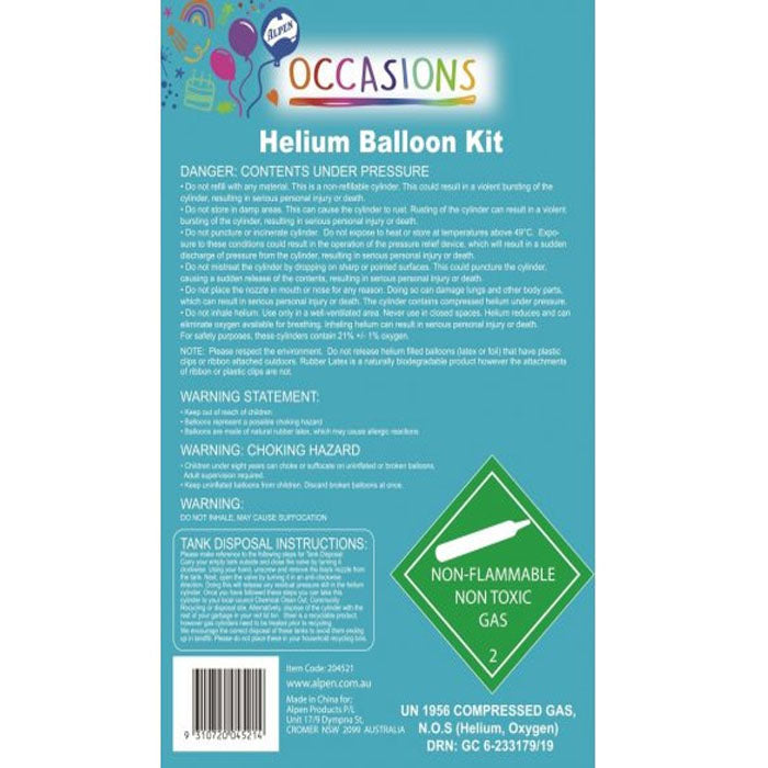 Disposable Helium Balloon Kit | The French Kitchen Castle Hill  | 96342593