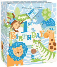 Blue Safari 1st Birthday Gift Bag Medium