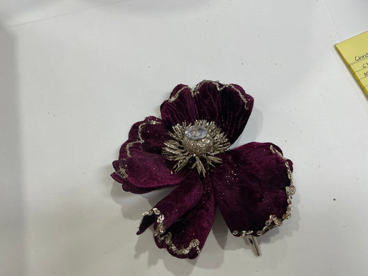Xmas Velvet Flower Poinsettia Clip On
