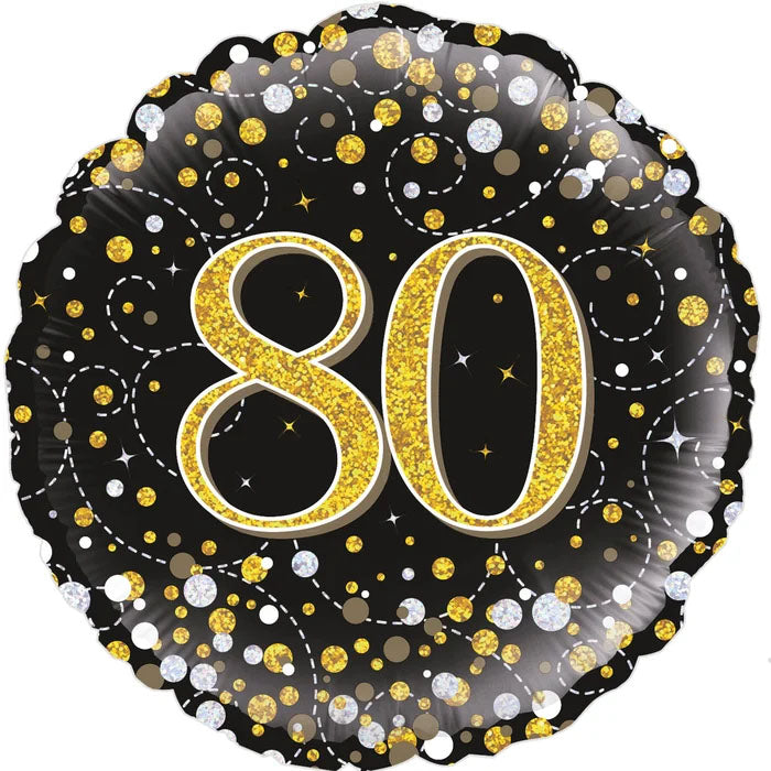 Sparkling Fizz Black & Gold Holographic Foil Balloon – 45cm