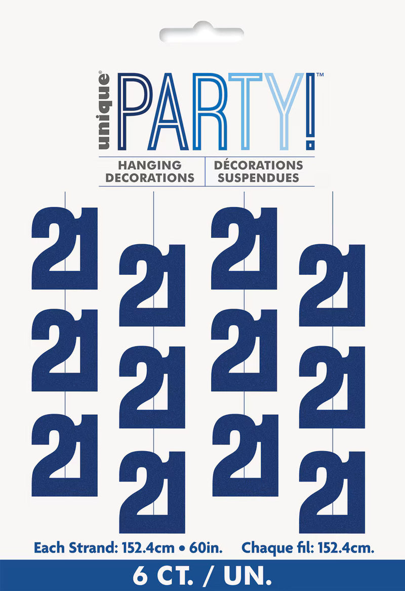 Glitz Blue 6 Hanging Decorations