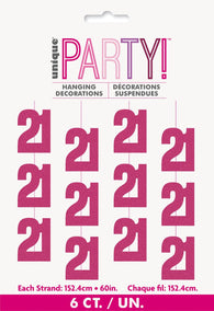 Glitz Pink 6 Hanging Decorations