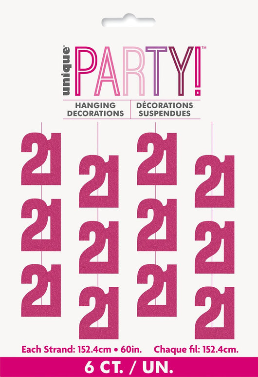 Glitz Pink 6 Hanging Decorations