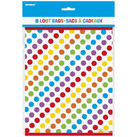 Rainbow Birthday Dots Loot Bags 8pk