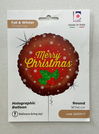 45cm Red Holly Christmas Balloon