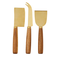 Assemble Barker Steel/Wood Cheese Knives 19cms 3 Pack