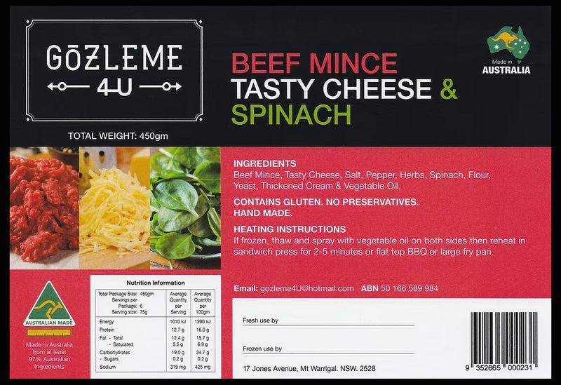 Beef and Spinach Tasty Cheese Gozleme