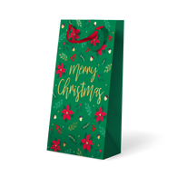 Gift Double Bottle Bag Poinsettia | Xmas