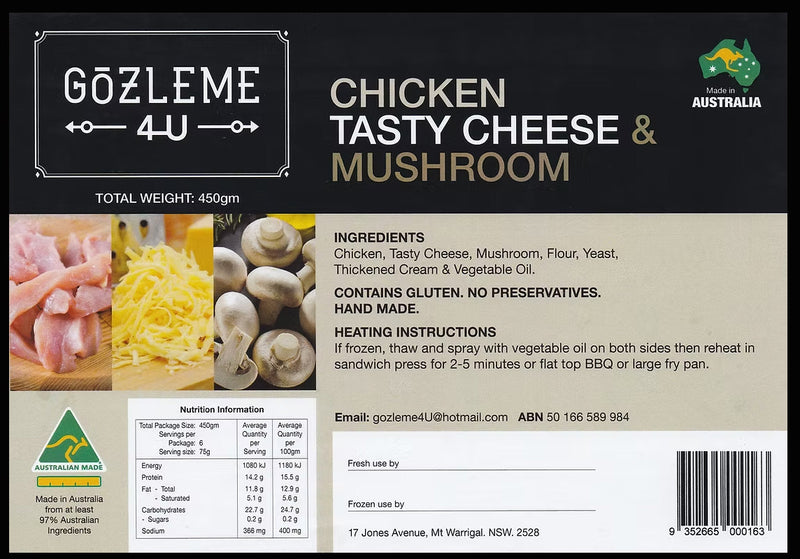 Chicken and Mushroom Tasty Cheese Gozleme