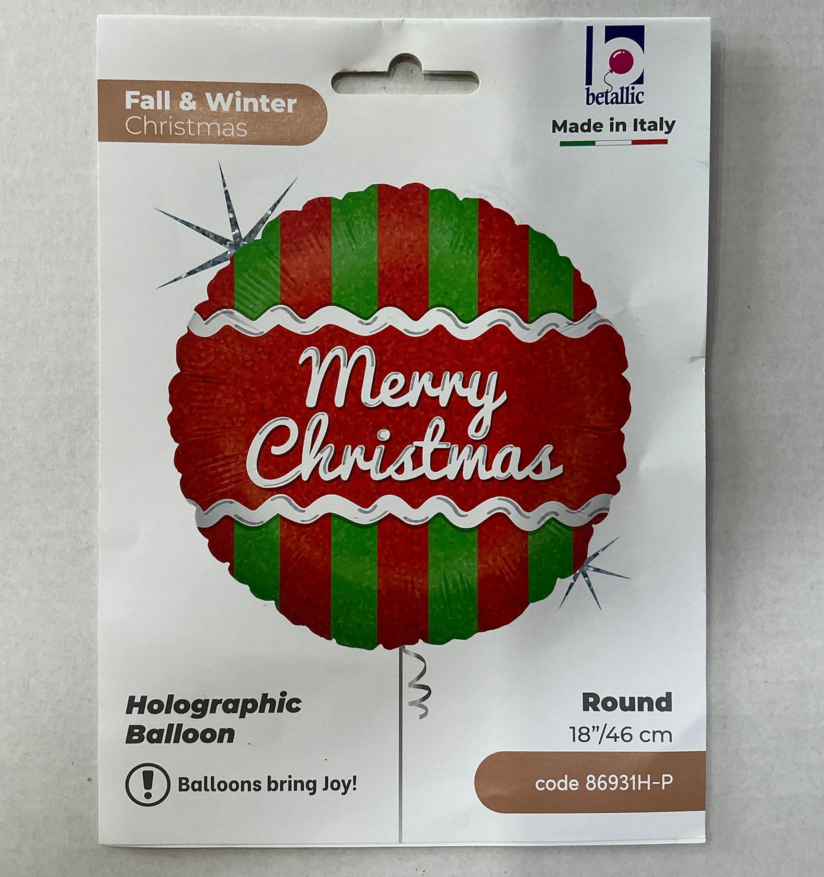 45cm Striped Christmas Balloon