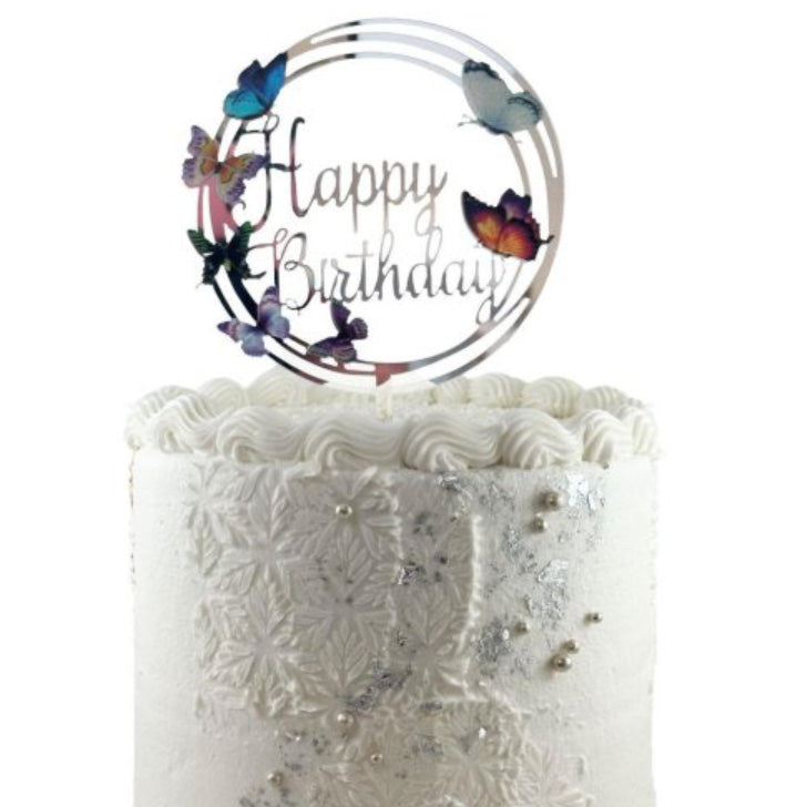 Acrylic Cake Topper I  Happy Birthday Butterflies