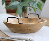 Assemble Wooden Bowl with Metal Handles