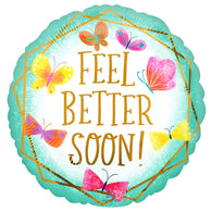 Teal and Gold Feel Better 18” Foil Balloon