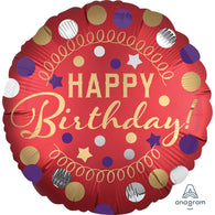 Red Happy Birthday Polka Dots 18” Foil