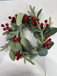 Berry Leaf and Fern  Candle Wreath
