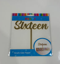Gold Acrylic Cake Topper I Sixteen