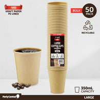 Paper Coffee Cups Single Wall 350ml (Large) 50pk