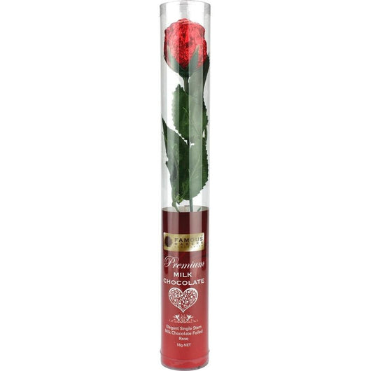 Famous Maker Single Stem Milk Chocolate Foiled Rose 18gr