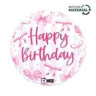 Happy Birthday Pink Bow 18inch Round