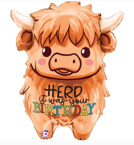 Jumbo Highland Cow Birthday Foil