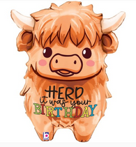 Jumbo Highland Cow Birthday Foil