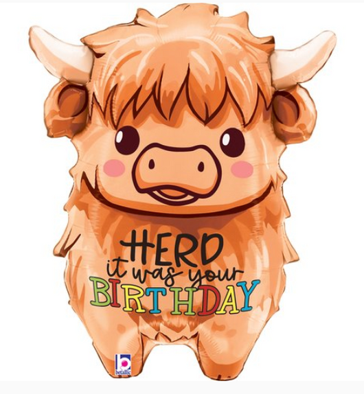 Jumbo Highland Cow Birthday Foil